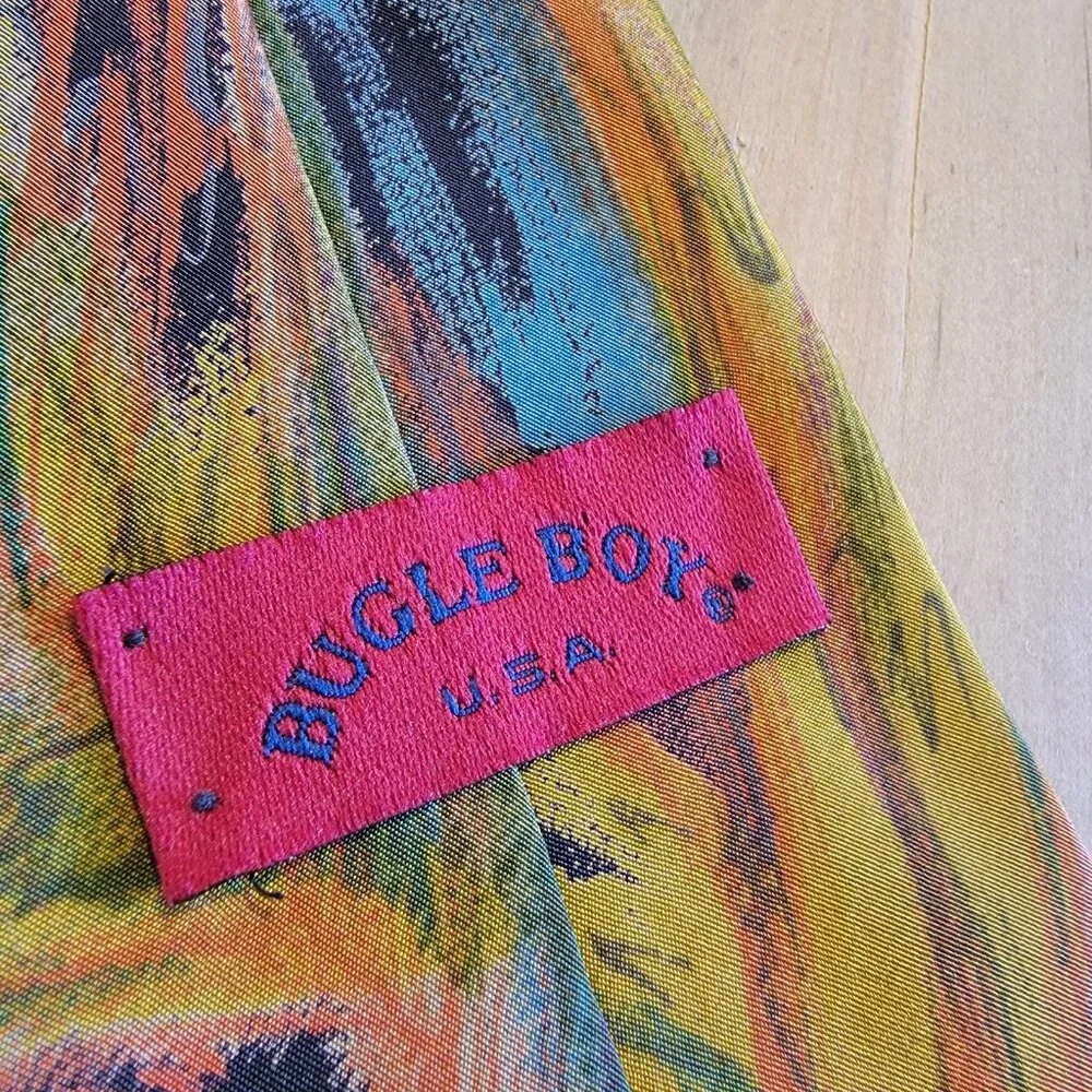Vintage Bugle Boy Tie Men’s Necktie 90’s Colorful Splatter Print Rainbow USA‎